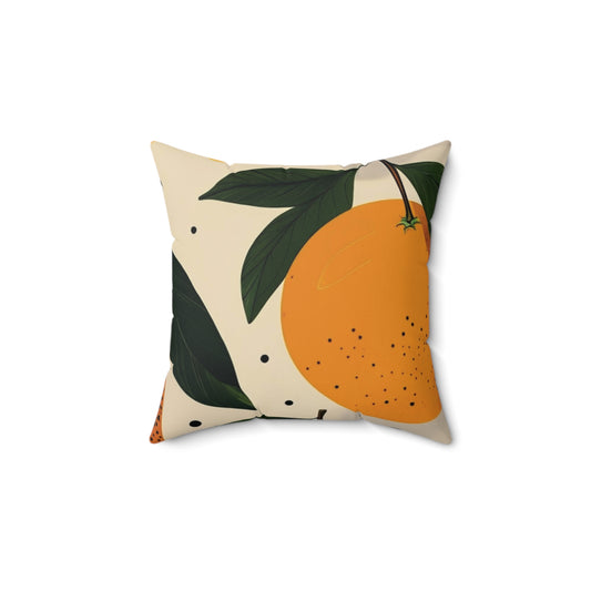 Citrus Charm Pillow, Faux Suede Decorative Cushion, Modern Home Decor, Orange Floral Case, Cozy Gift for Friends