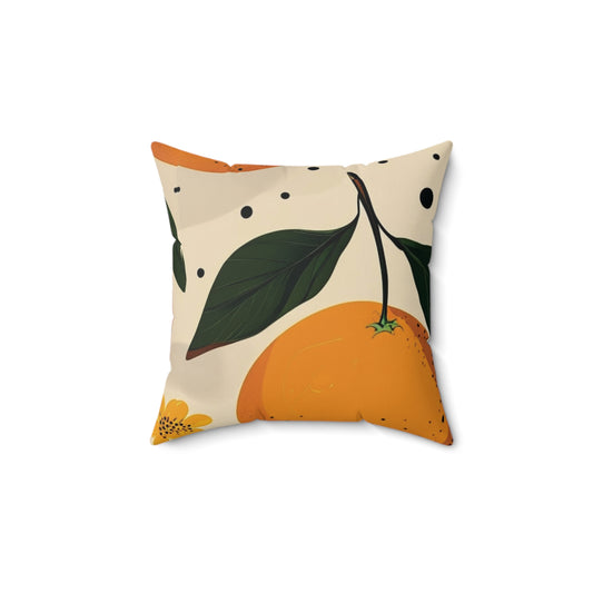 Citrus Charm Pillow, Faux Suede Decorative Cushion, Modern Home Decor, Orange Floral Case, Cozy Gift for Friends