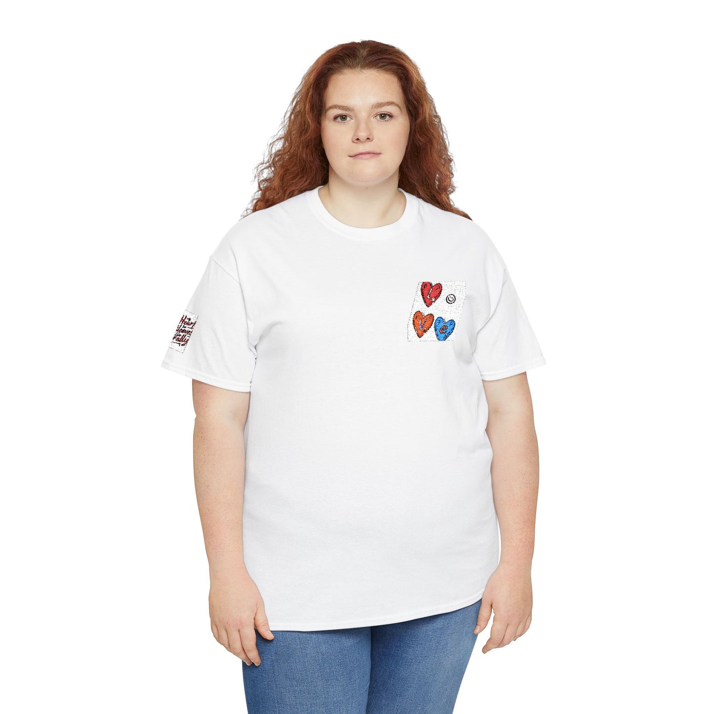 Love in between & Heart on my sleeve -  Heavy Cotton Tee, Casual T-Shirt, Gift for Love, Birthday Present, Valentine's Day, Everyday Wear