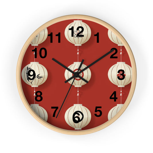 Elegant Lantern Wall Clock – Chinese New Year Decor, Living Room Accent, Gift for Her, Asian Theme Home Decor, Stylish Wall Art