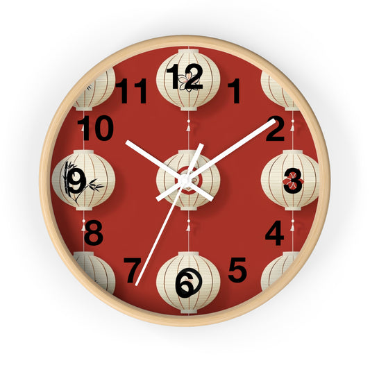 Elegant Lantern Wall Clock – Chinese New Year Decor, Living Room Accent, Gift for Her, Asian Theme Home Decor, Stylish Wall Art