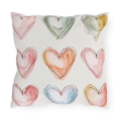 Charming Heart-Patterned Outdoor Pillows, Cozy Garden Decor, Love-themed Cushion, Patio Accessories, Heart Motif Throw Pillow