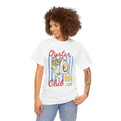 Oyster Club Tee | Casual Cotton Shirt for Seafood Lovers, Artisan Gift, Summer Outing Tee, Coastal Vibes, Ocean-Themed Apparel