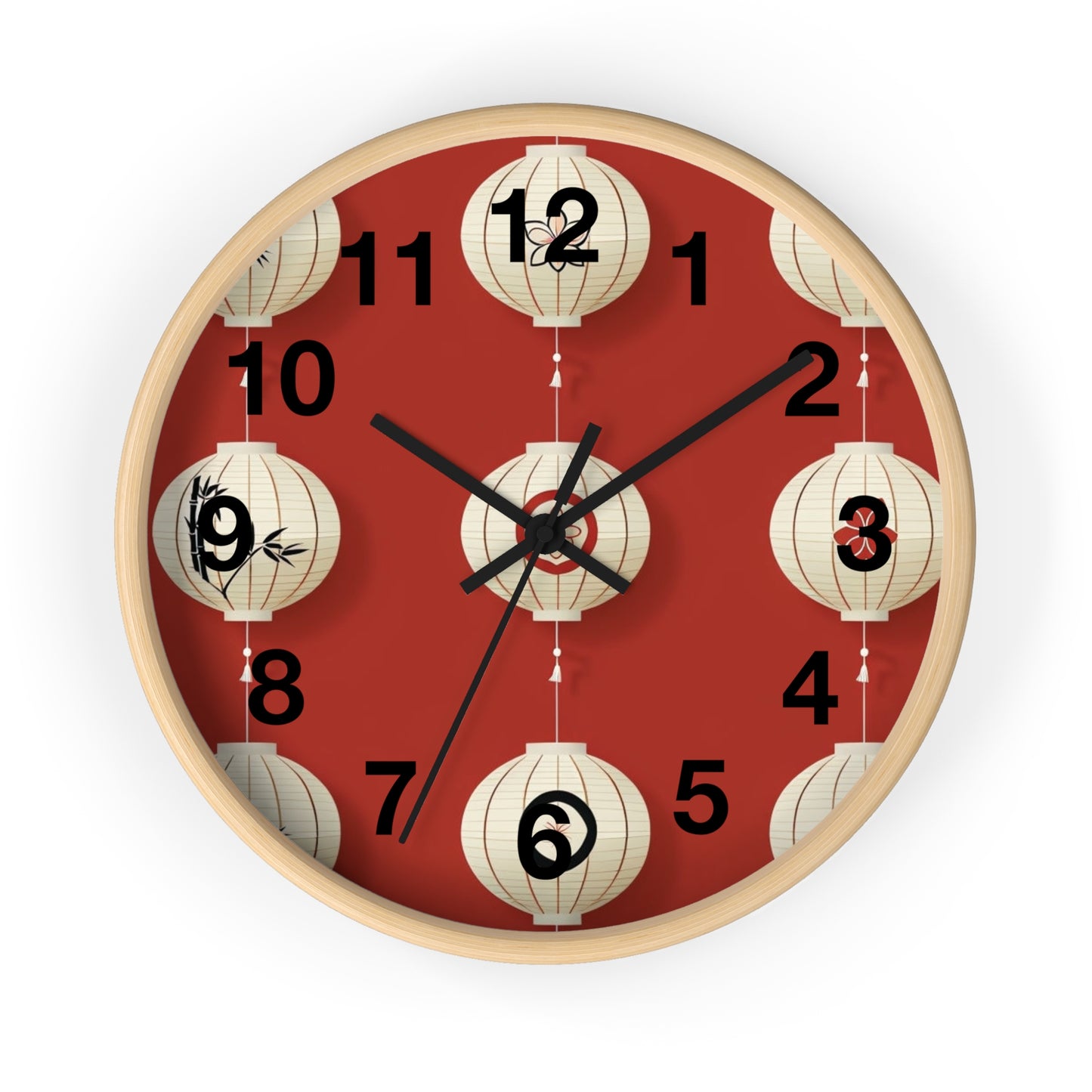 Elegant Lantern Wall Clock – Chinese New Year Decor, Living Room Accent, Gift for Her, Asian Theme Home Decor, Stylish Wall Art